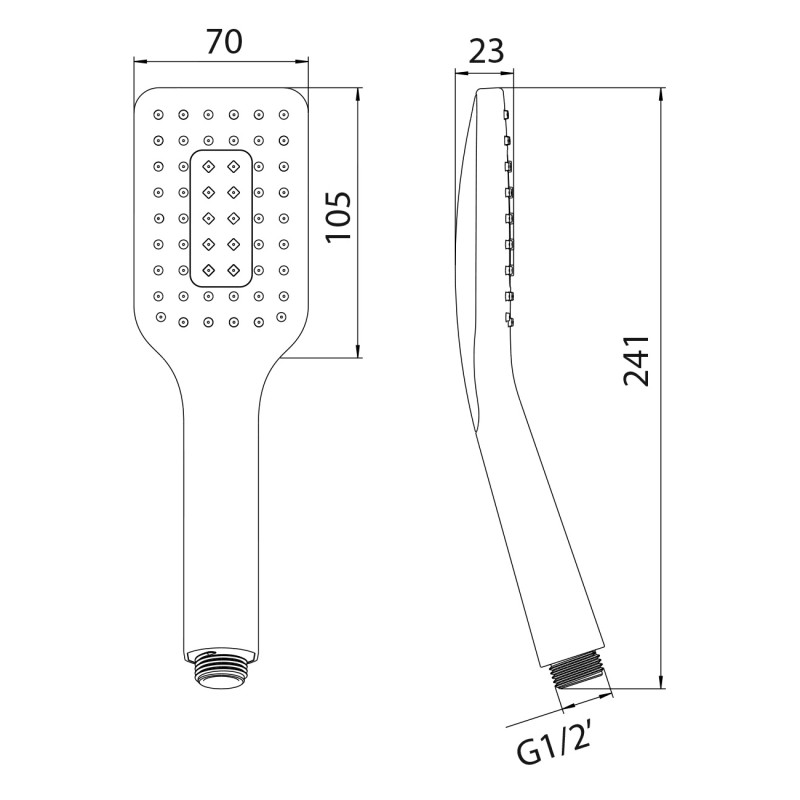 IMPRESE Душ ручний 70 мм, 1 режим, (W070SQ1)