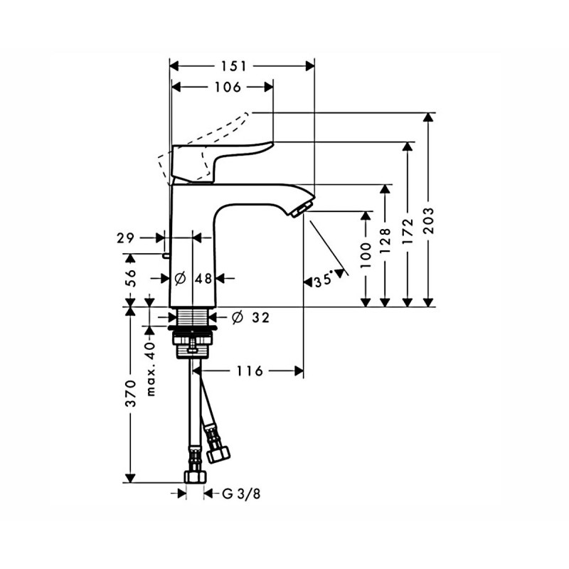 Hansgrohe Metris Змішувач для раковини, одноважiльний, (31203000)