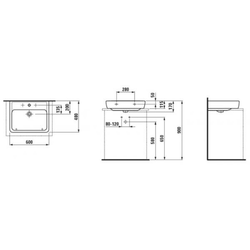 Laufen PRO раковина накладна, с переливом 60*48*17, біла, (H8179520001041)