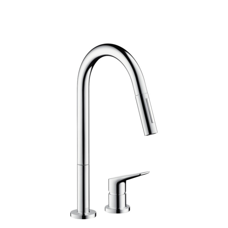 Axor Citterio M Смеситель для кухни, однорычажный, с выдвижным изливом, на два отверстия, (34822000)