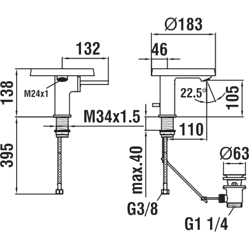 Laufen KARTELL змішувач для раковини, одноважільний, довжина виливу 110мм, без донного клапану, хром,, (H3113310041101)