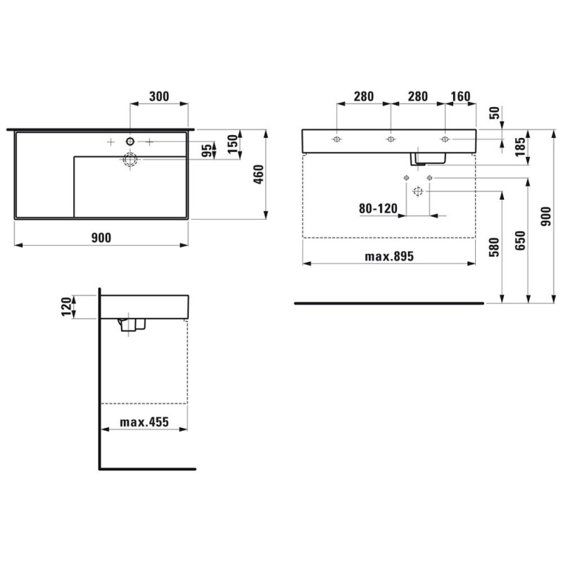 Laufen KARTELL раковина 900*460мм, біла, (H8103390001111)