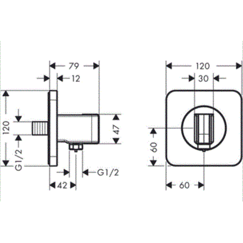 Axor Citterio E Держатель ручного душа с подключением душевого шланга, (36724000)