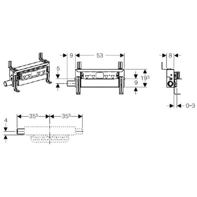 Geberit Kombifix Душовий елемент, випуск 50 мм, (457.534.00.1)