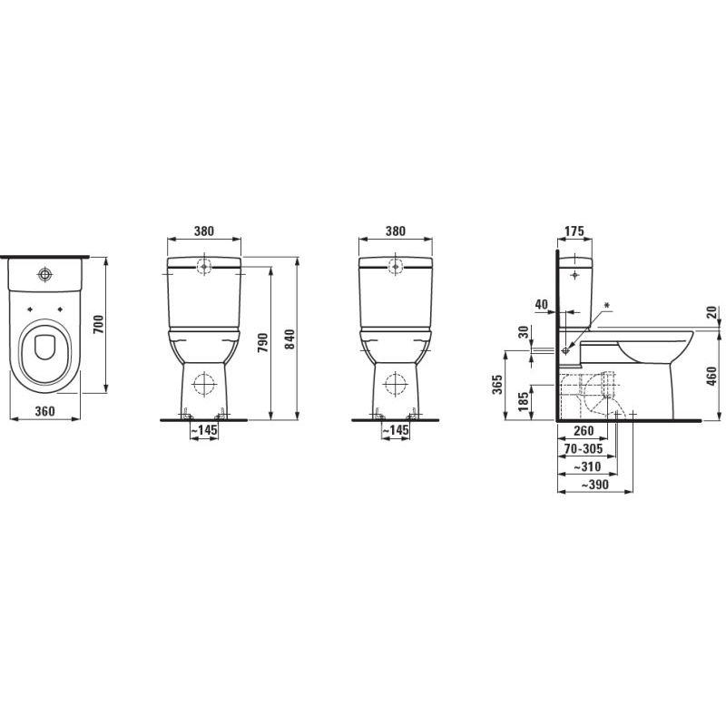 Laufen PRO чаша унітазу 360*700мм, колір білий з LLC, (H8249554000001)