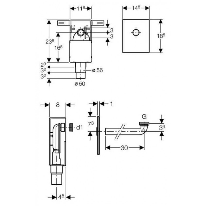 Geberit Сифон внутристенный для умывальника, белый, (151.120.11.1)
