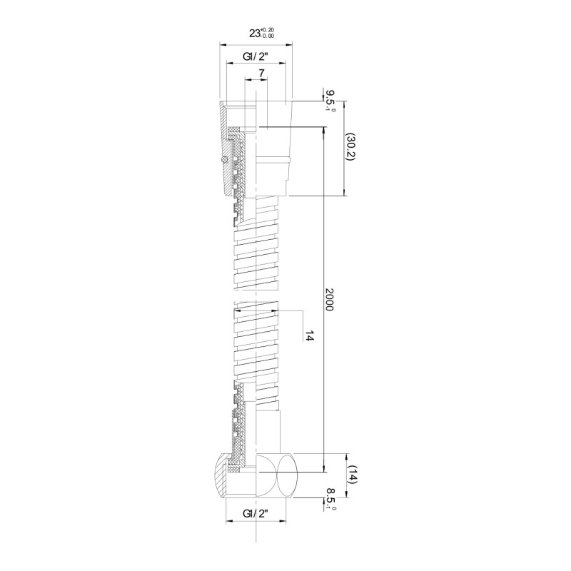 IMPRESE Шланг для душу еластичний, що розтягується, з подвійним обплетенням 1,7-2,1 м, (1217)