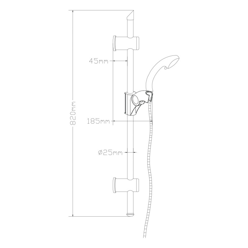 IMPRESE Штанга душевая SAZAVAL-82 см, ручной душ 1 режим, шланг, блистер, (6511003)