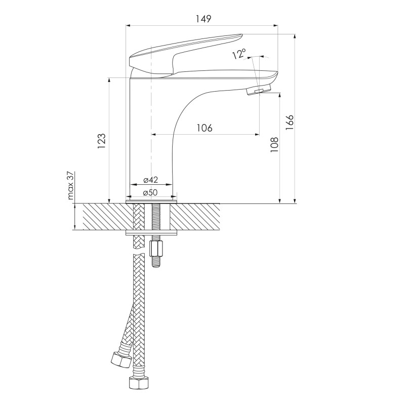 IMPRESE PRAHA смеситель для умывальника, хром, 35 мм, (05030(M)new)