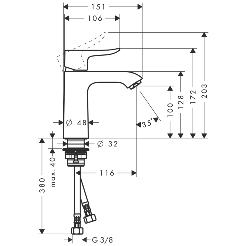 Hansgrohe Metris Змішувач для раковини, одноважiльний, (31204000)