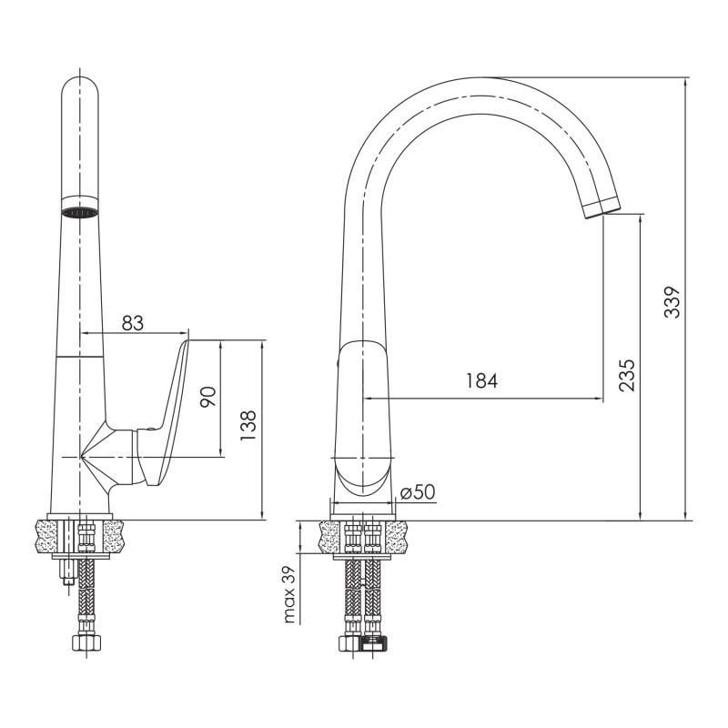 IMPRESE Смеситель для кухни Praha New, хром, 35 мм (f03405501AA)