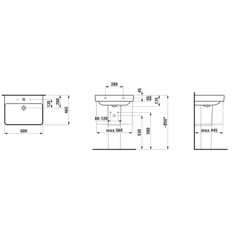 Laufen PRO S умивальник 60*46,5 см, (H8109630001041)