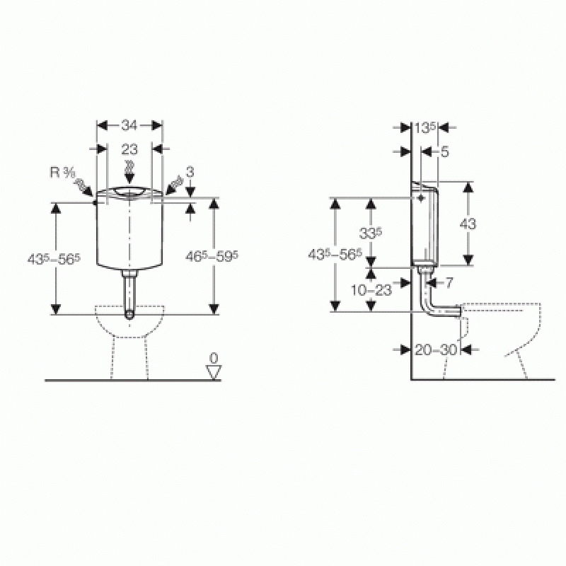 Geberit AP116 бачок для нзкого монтажа, двойной смыв, белый, (136.430.11.1)