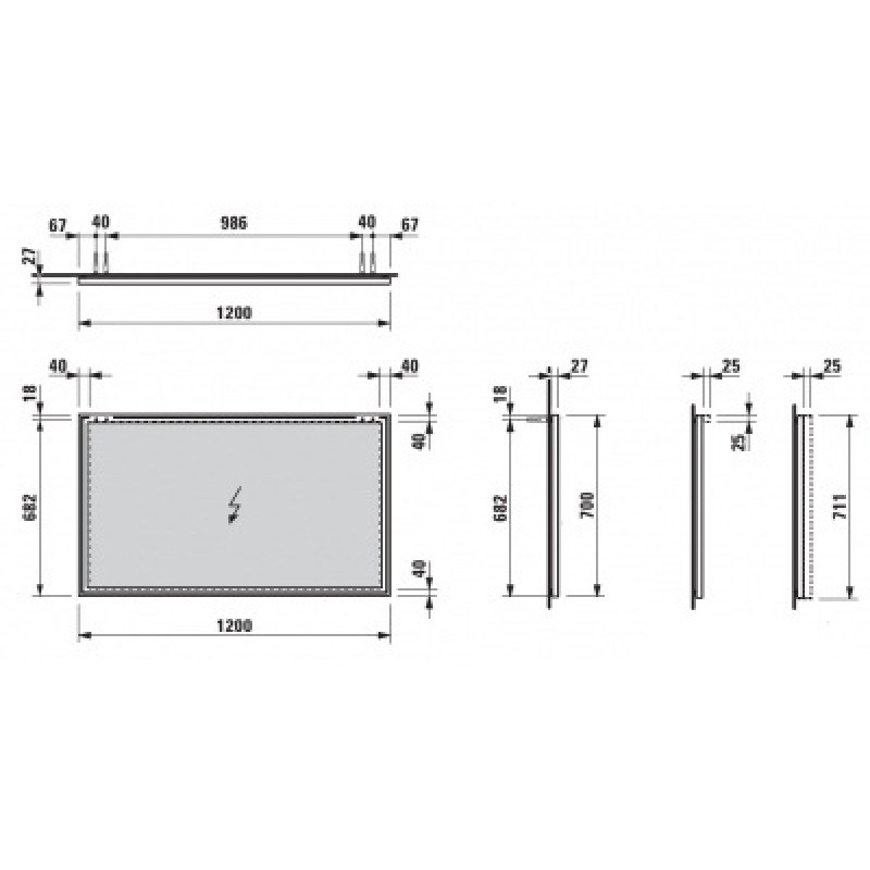 Laufen FRAME 25 дзеркало 120*70см з алюмiн. рамою, (H4474079001441)