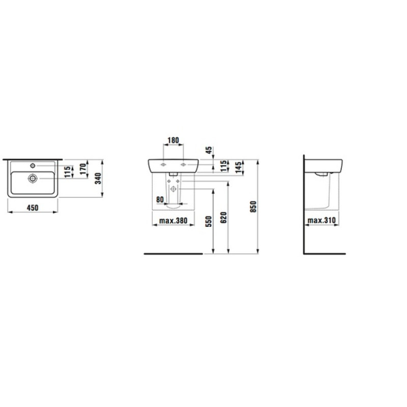 Laufen PRO раковина 45*34см, (H8119510001041)