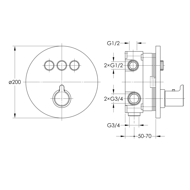 IMPRESE Смеситель для ванны Smart Click, термостат, скрытый монтаж, латунь, хром (ZMK101901233)