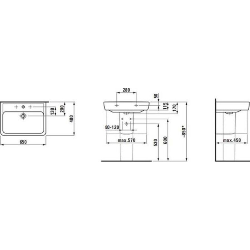 Laufen PRO раковина 65*48см, (H8189530001041)