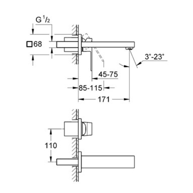 Grohe Eurocube Смеситель для раковины на два отверстия, (19895000)