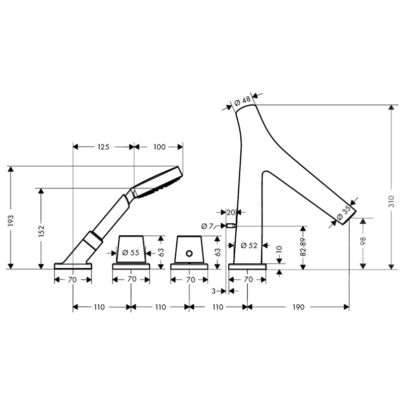 Axor Starck Organic Термостат для ванны на бортик, (12425000)