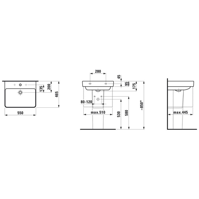 Laufen PRO S раковина 55*46,5см, (H8109620001041)