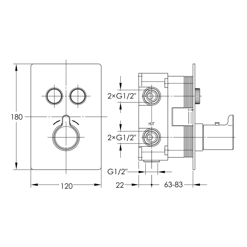 IMPRESE Смеситель для душа Smart Click, термостат (ZMK101901239)