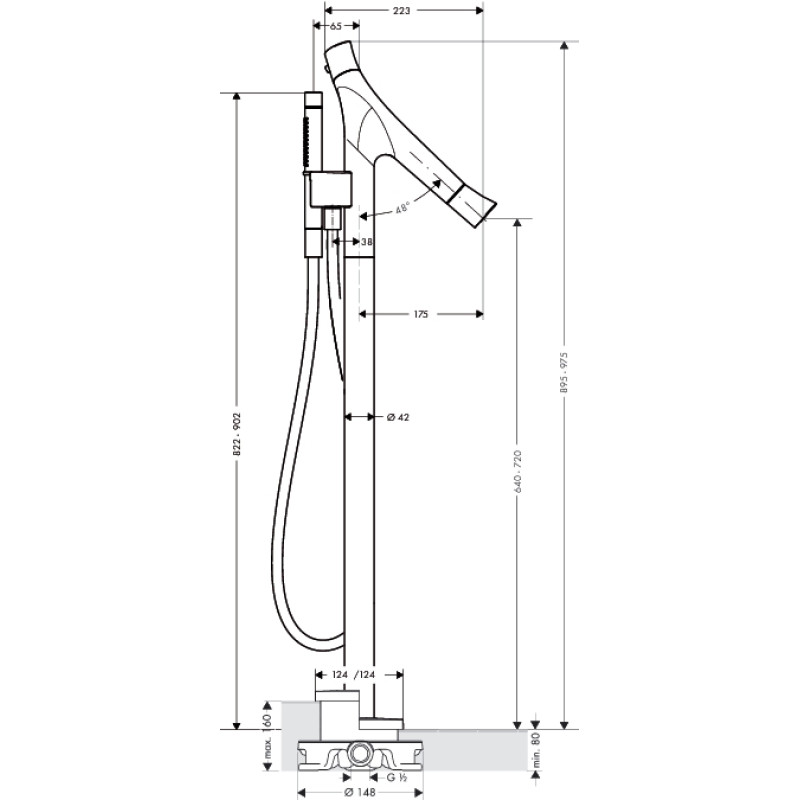 Axor Starck Organic Термостат с душевым набором для ванны, (12016000)