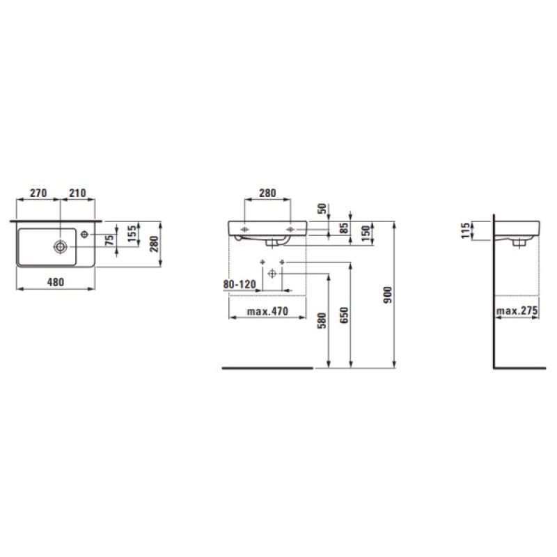 Laufen PRO S умивальник 48*28см, (H8159540001041)