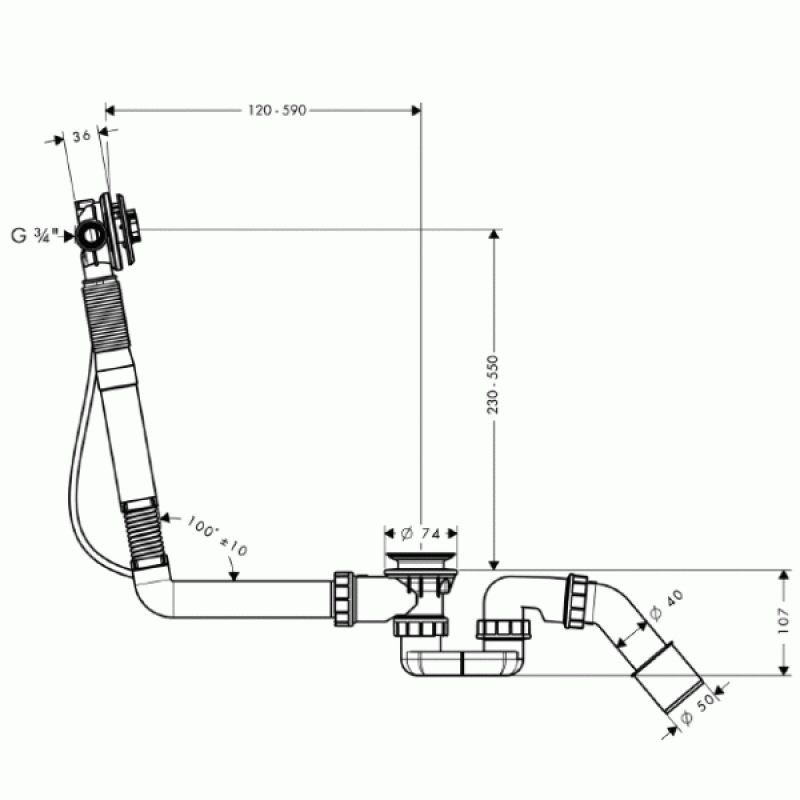 Hansgrohe Exafill S-налив,злив,перелив, (58116180)