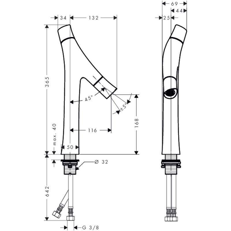 Axor Starck OrganicСмеситель для раковины, однорычажный, (12012000)