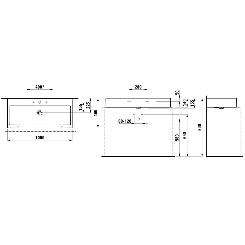 Laufen LIVING CITY раковина 100*46см, (H8184380001041)