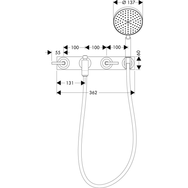 Axor Citterio Змішувач для ванни, двухвентильний, на 3 отвори, (39442000)