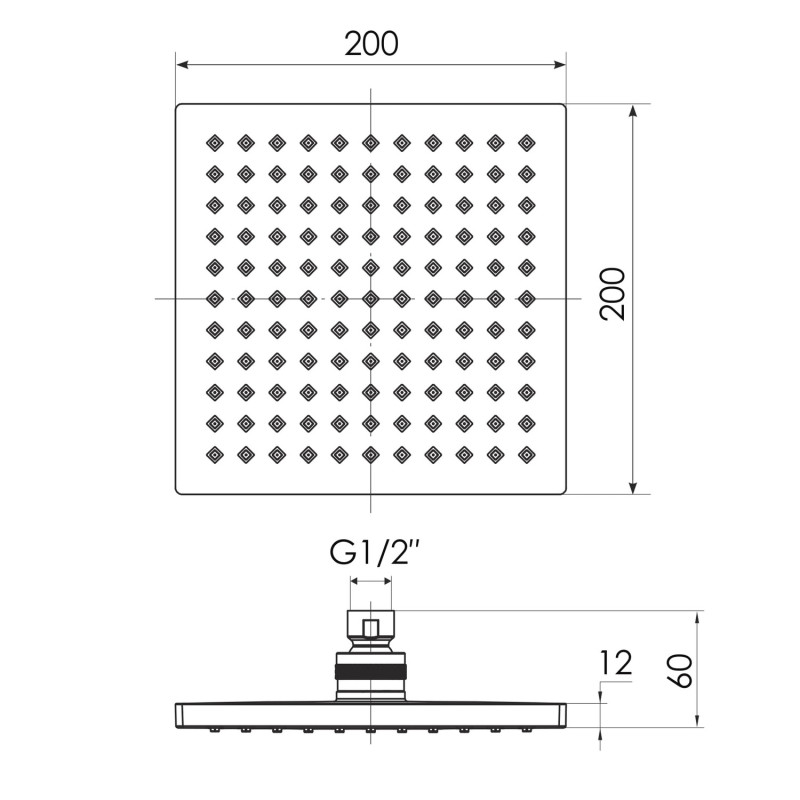 IMPRESE Душ верхній 200х200 мм, (SQ200)