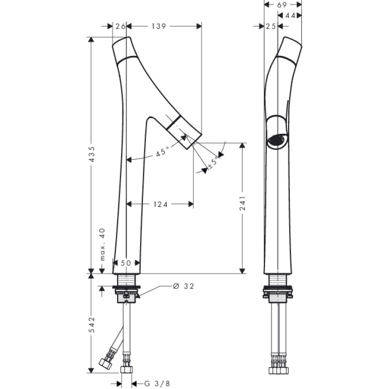Axor Starck Organic Смеситель для раковины, однорычажный, (12013000)