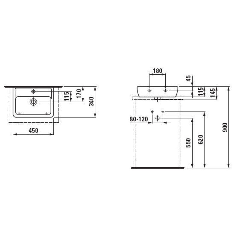 Laufen PRO-умbвальник 45*34см, (H8119520001041)