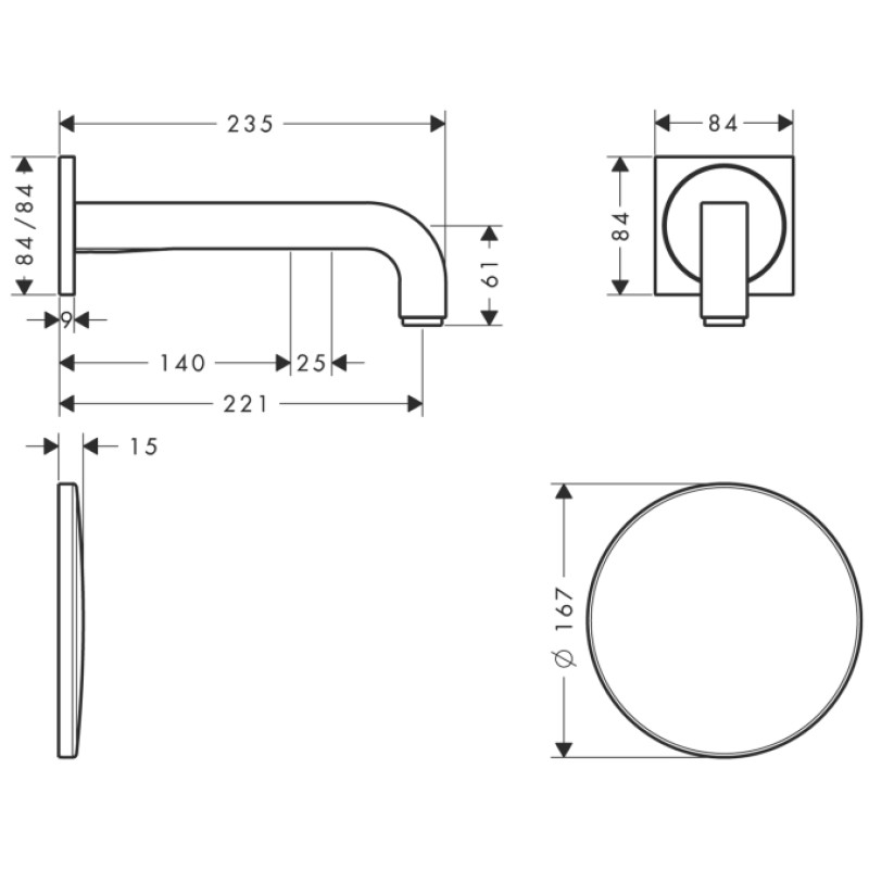 Axor Citterio Смеситель электронный для скрытого монтажа с длинным носиком, (39118000)