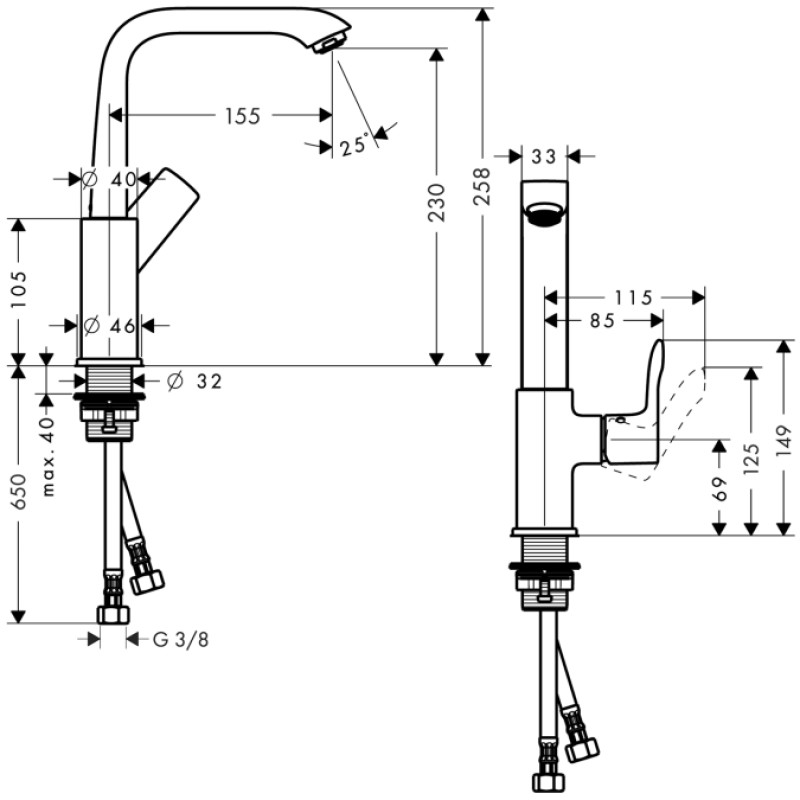 Hansgrohe Metris Змішувач для раковини, одноважiльний, (31187000)