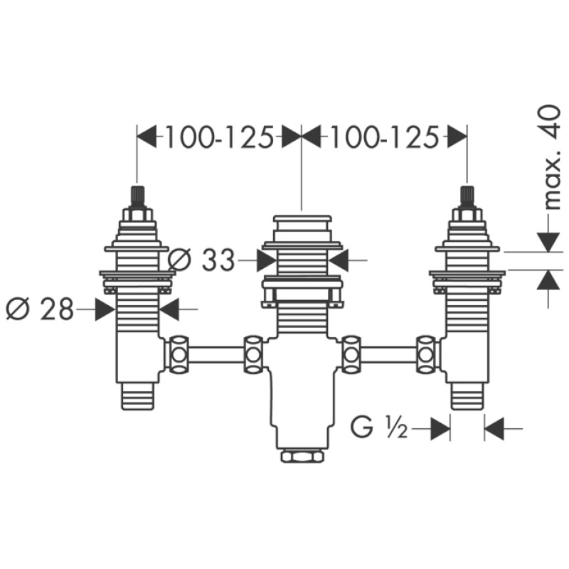 Hansgrohe Прихована частина для змішувача на 3 отвори, (13233180)