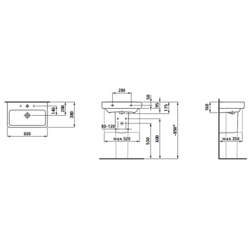 Laufen PRO- раковина 60*38см, (H8189590001041)