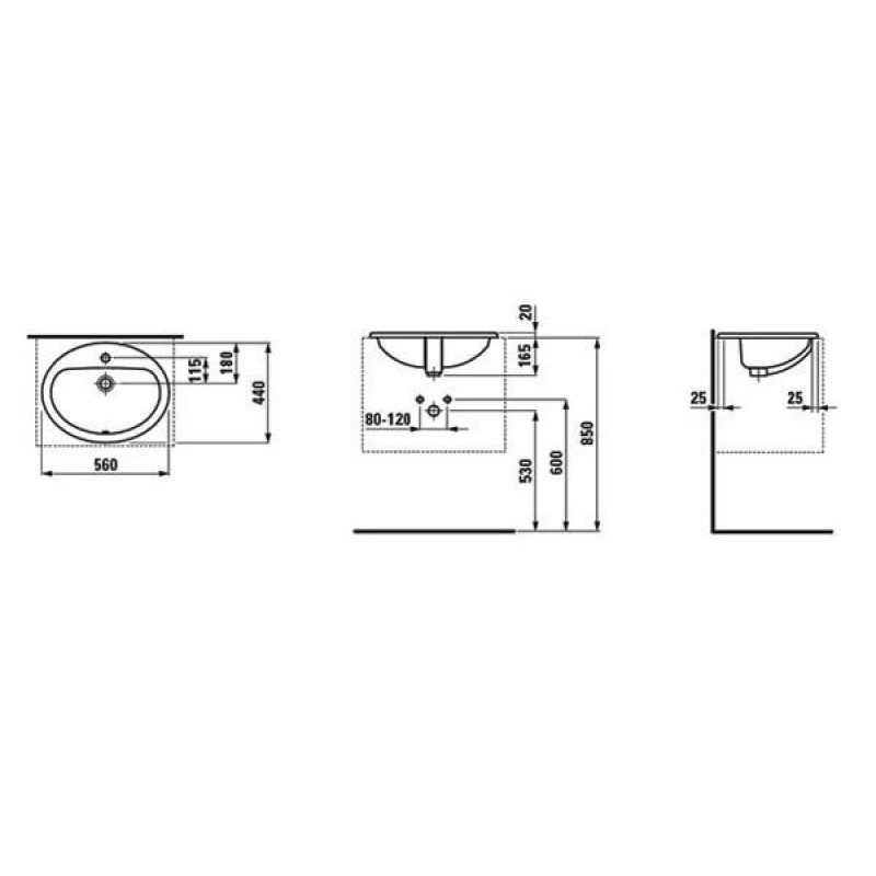 Laufen PRO-раковина, яка вбудовується 56*44см, (H8139510001041)