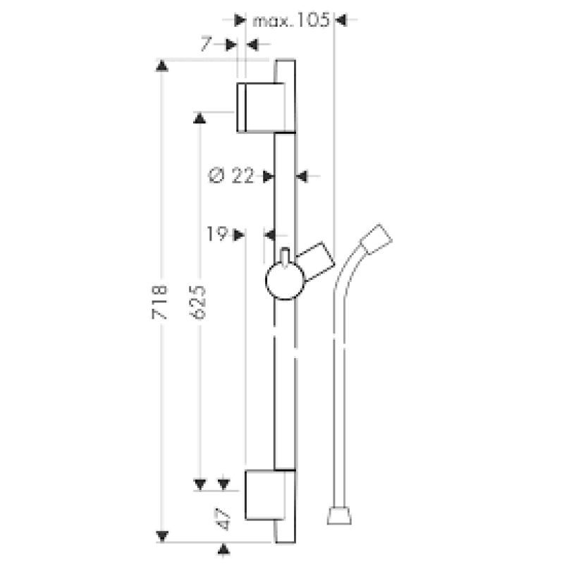 Hansgrohe Unica’S Puro Штанга 0,65 м, хром, (28632000)