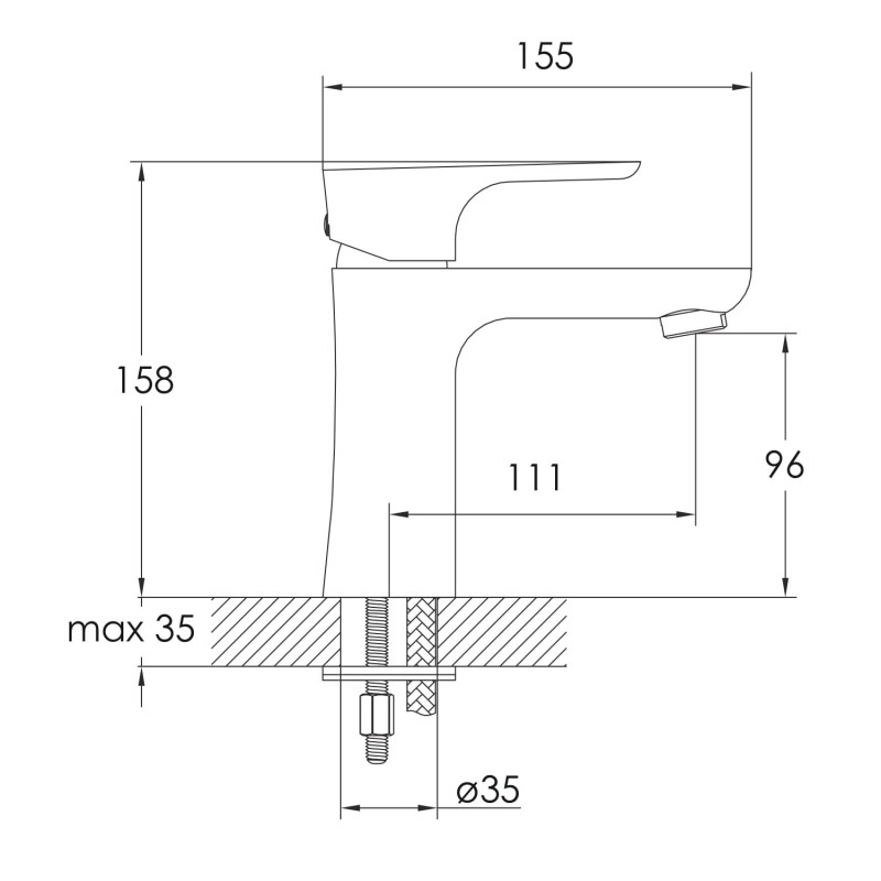 IMPRESE VALTICE смеситель для умывальника, хром, 35 мм, (05320)