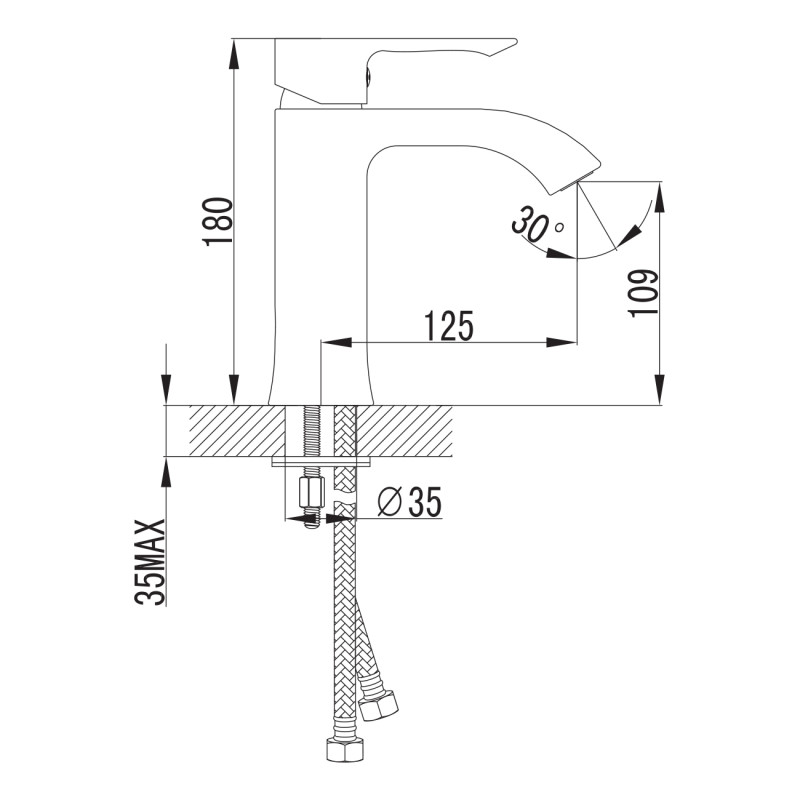 IMPRESE VYSKOV смеситель для умывальника, хром, 35 мм, (05340)