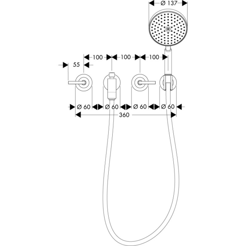 Axor Citterio Змішувач для ванни, на 3 отвори, (39448000)