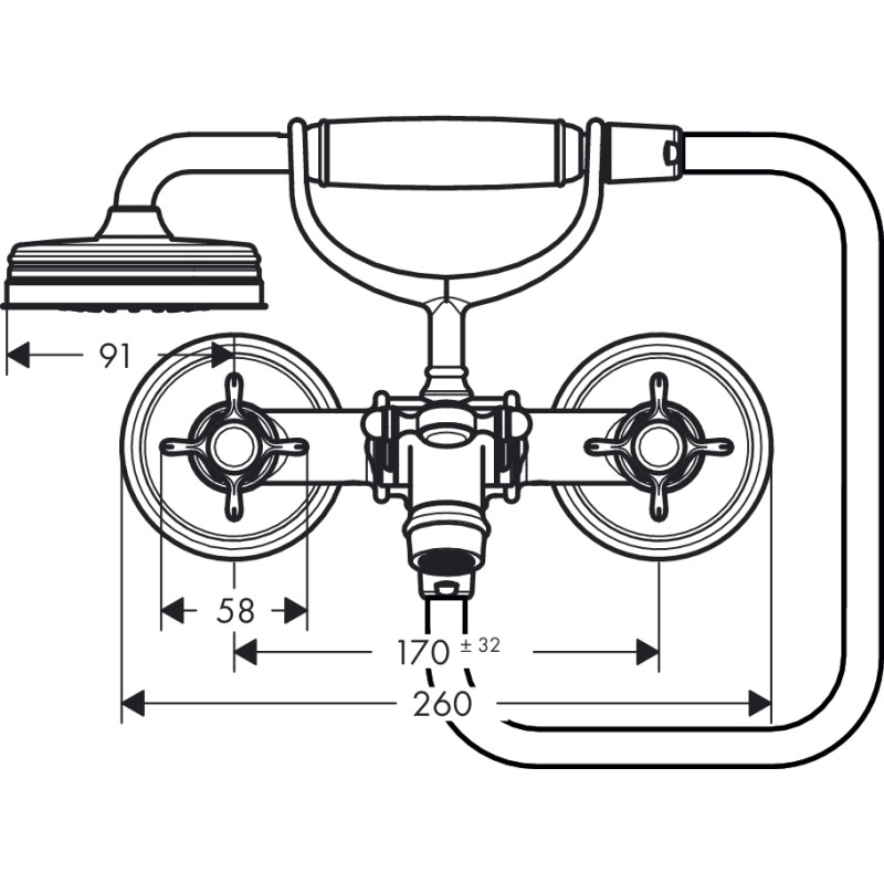 Axor Montreux Змішувач для ванни / душу з двома рукоятками, (16540000)