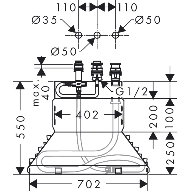 Hansgrohe Прихована частина змішувача для ванни, (13437180)