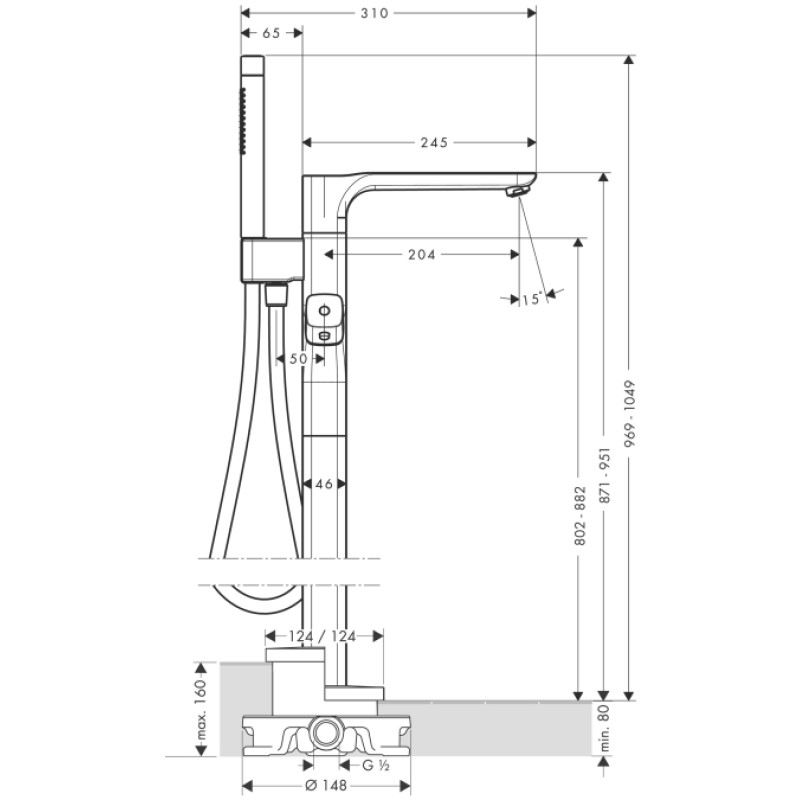 Axor змішувач для ванни з термостатом, (11422000)