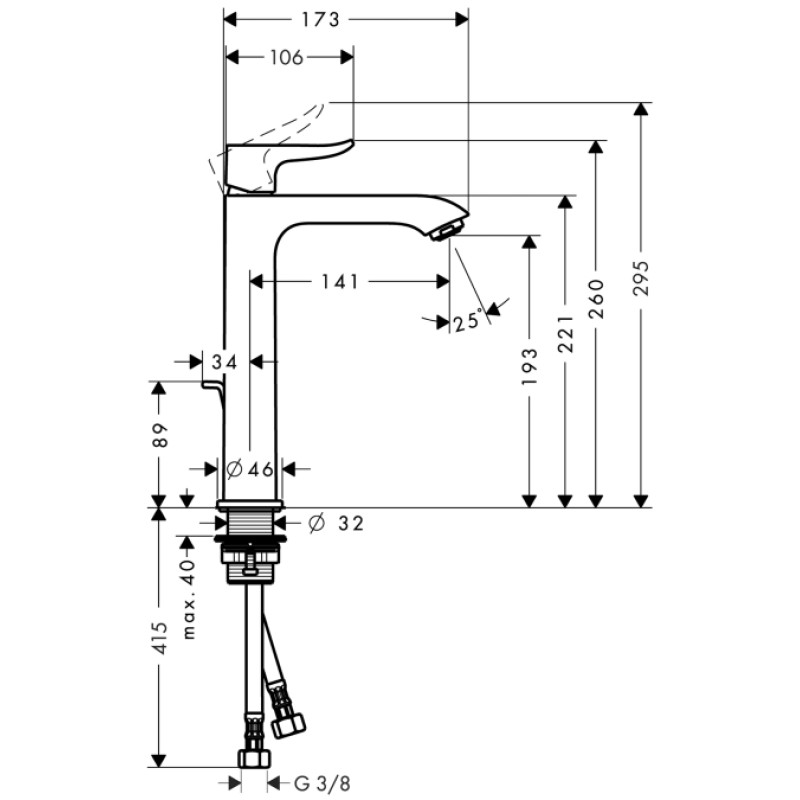 Hansgrohe Metris200 Змішувач для раковини, одноважiльний, (31183000)