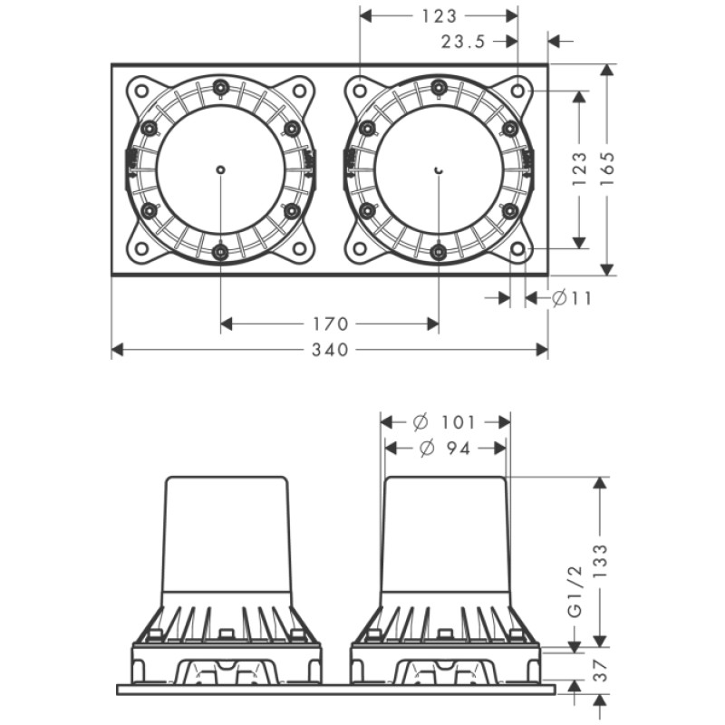 Axor MontreuxСкрита частиназмiшувачадля вани, (16549180)