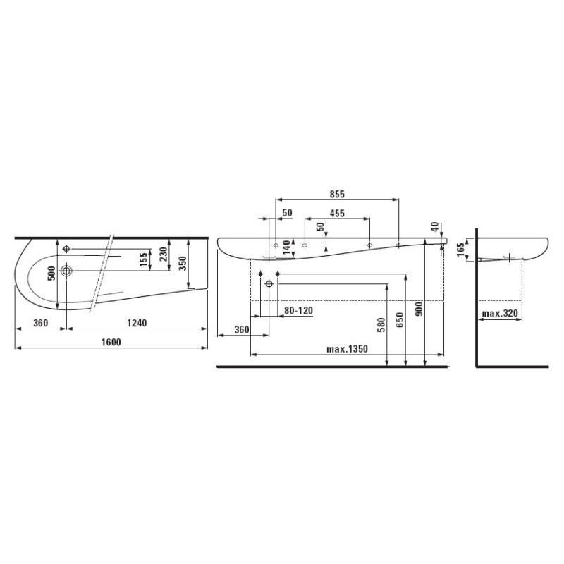 Laufen ALESSIONEvolution Мийка накладна*1600, (H8149714001041)