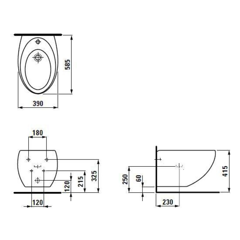 Laufen Alessi OnEvolution Подвесное биде, (H8309714003041)